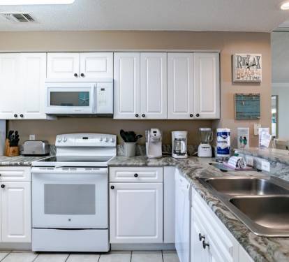 Beautiful leathered granite counter tops.