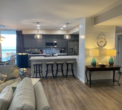 bar height counter top in kitchen for casual dining or socializing