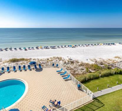 Overlooking the pool deck