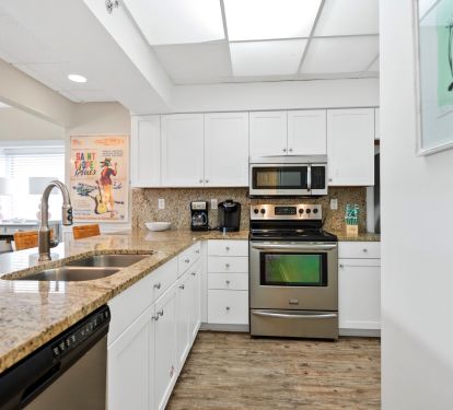 Kitchen is open to the living area.