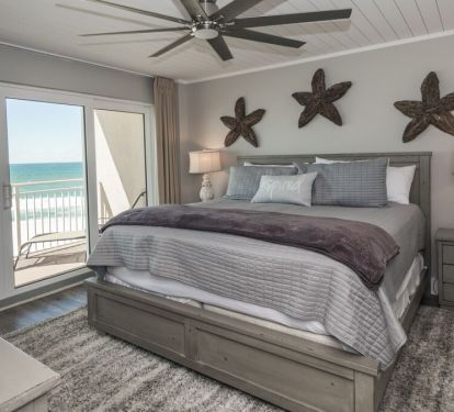 Beachfront master with comfy king bed, private bathroom and large closet.