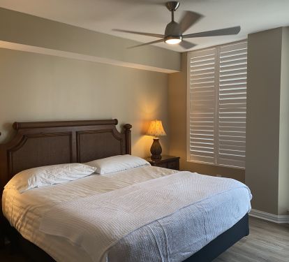 King Size Bedding in Middle Bedroom, Shared Balcony, Private Bathroom 