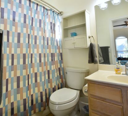 Attached master bath with tub and shower