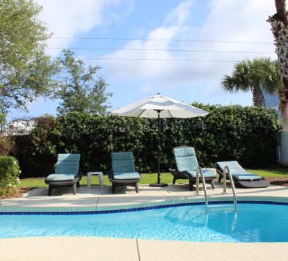Private pool and backyard