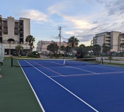There is a new tennis/ pickleball court. Bring your own equipment. 