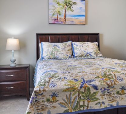 Queen bedroom with direct views of the Sound