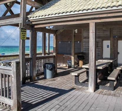 Beach side pavilion with restrooms