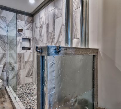 1st en-suite bath with European walk-in shower with rain head fixture