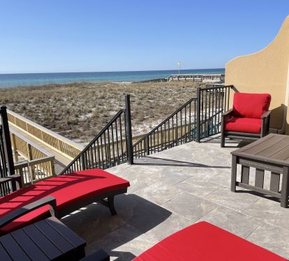 Amazing views from the deck just steps to the beach.