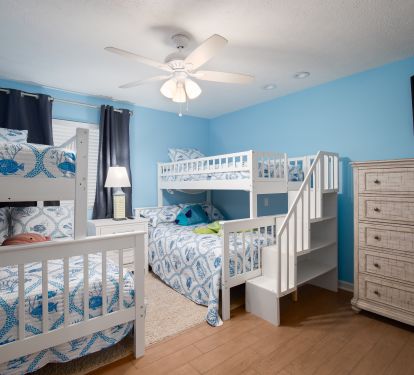 Beautiful new bunk room is a great space for the kids