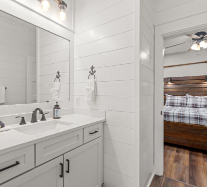 Jack n' Jill Bathroom w/ Pirate Quarters. Separate Vanities.