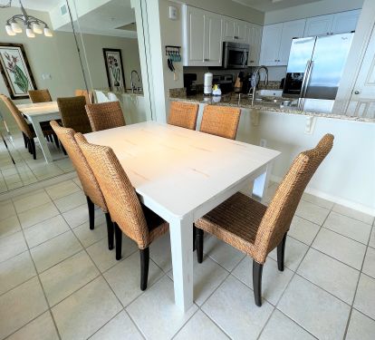 Comfortable dining for six.