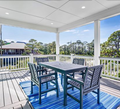 Patio overlooking pool