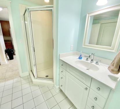 Second bathroom with walk-in shower. 