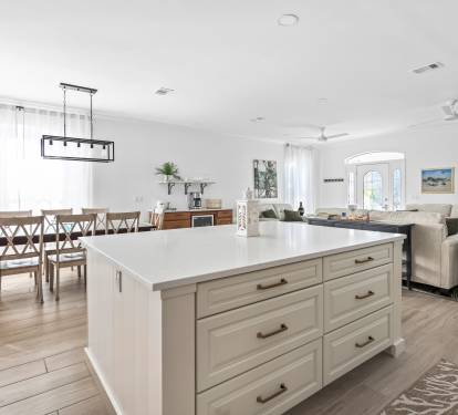 Huge custom island with quartz countertops
