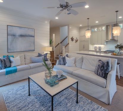 Open Living Area To Kitchen And Dining Room