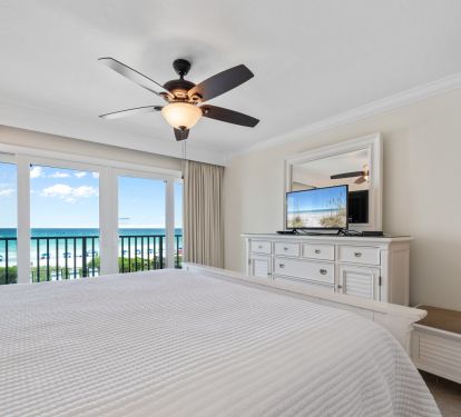 Flat screen TV in the master bedroom.