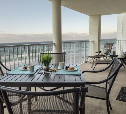 Table for 4 on the large balcony area!