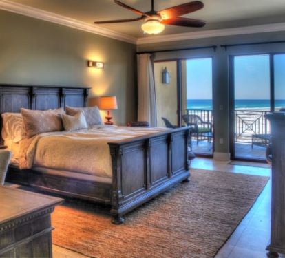 Southwest Master Suite with view of beach, Gulf and big Redwish Lake