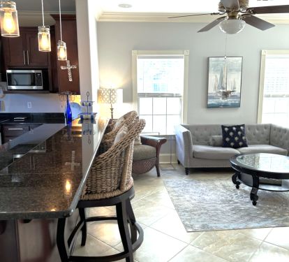 Open plan -Kitchen breakfast bar to Living area