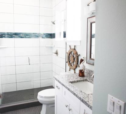 New tile shower, floor, cabinets &amp; granite 