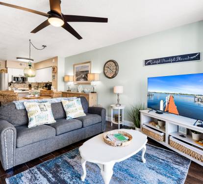 living room with queen sleeper sofa