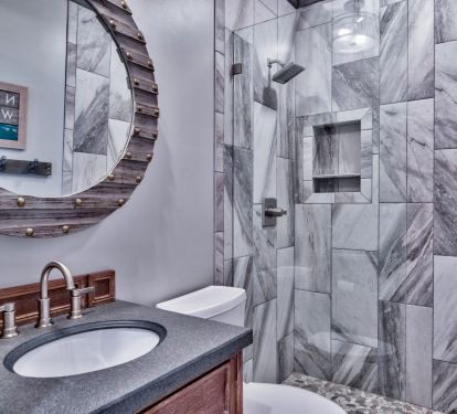 Shared bathroom, European walk-in shower with rain head