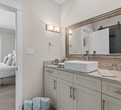Jack and Jill bathroom  for Bedrooms #2 &amp; 3, adjoining make-up room with sink