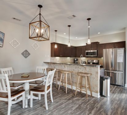 Kitchen table with TV