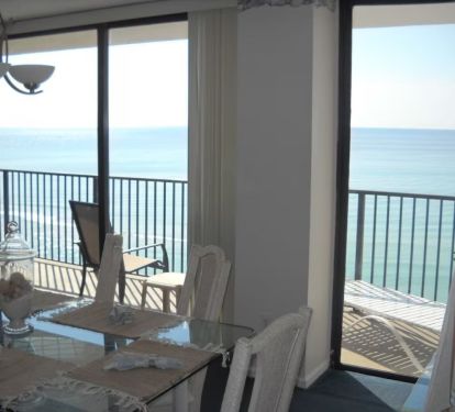 Large dining table with fantastic views