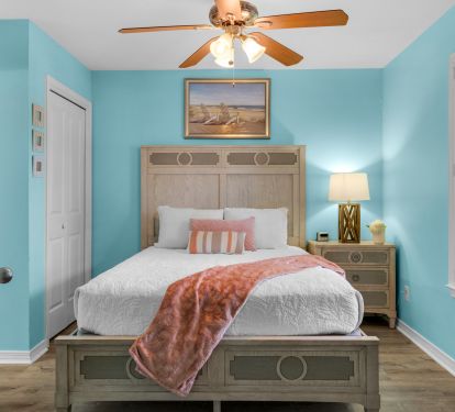 Master with Queen bed and light and airy feel