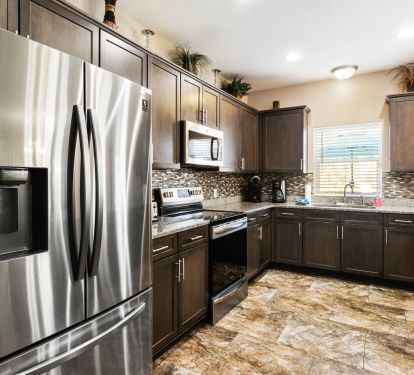 Stainless steel appliances and plenty of counter space