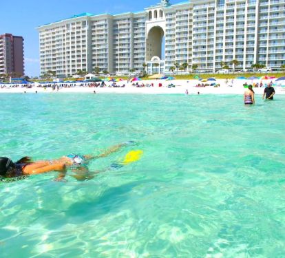 Majestic Sun, some of the clearest surf and whitest beaches in Florida.