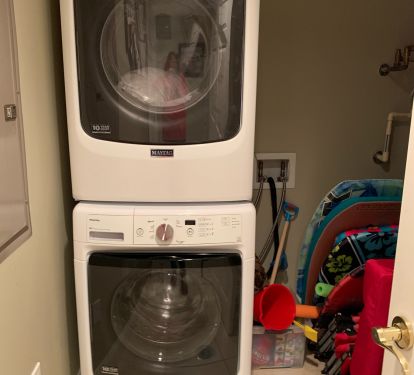 Laundry Room with Maytag Frontload Washer and Dryer