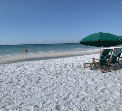 Calm day at the beach, Beach Chairs and Umbrella 