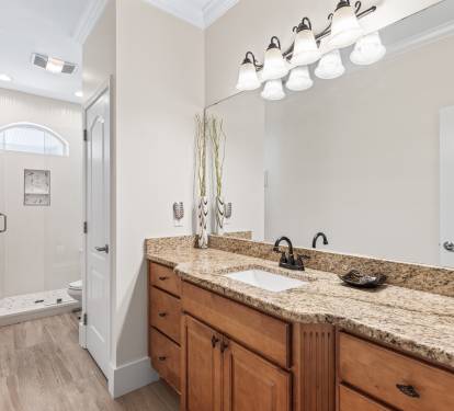 First floor Master bath with NEW custom tile shower added fall 2024
