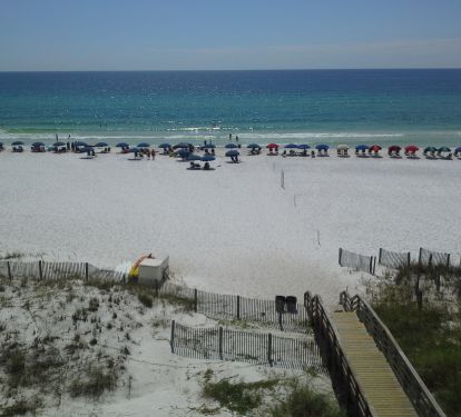 Direct Gulf Front View from Balcony showing Windancer Beach Walkway from Bldg.