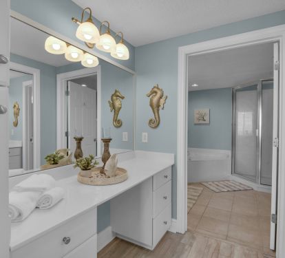 Master bedroom hallway to bathroom