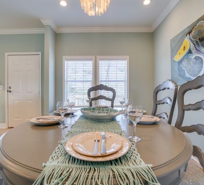 Dining room with seating for 8.