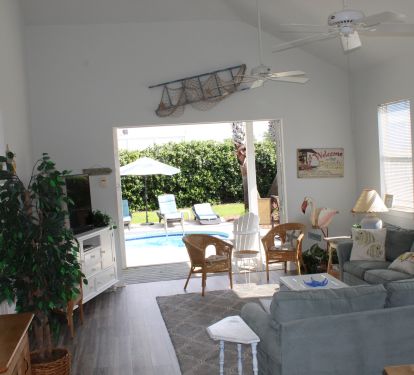 Great room open to pool