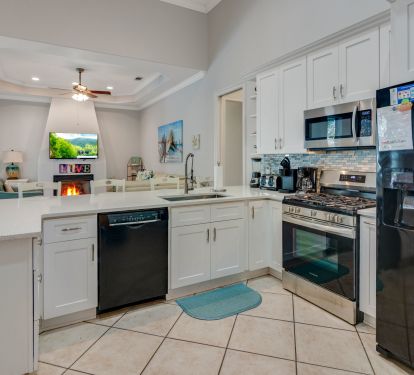 Kitchen has everything you need to cook a meal for your group.