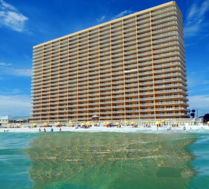 View from the Gulf of Mexico of Treasure Island Resort 