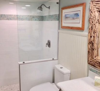 Downstairs bathroom with European shower.  Enter from hallway or bedroom.