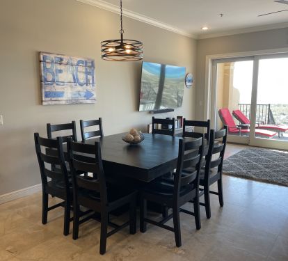 New solid wood table that seats 8 comfortably. 