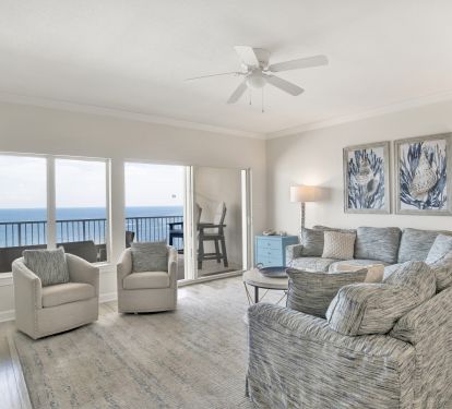 Large living area with a view of the Gulf