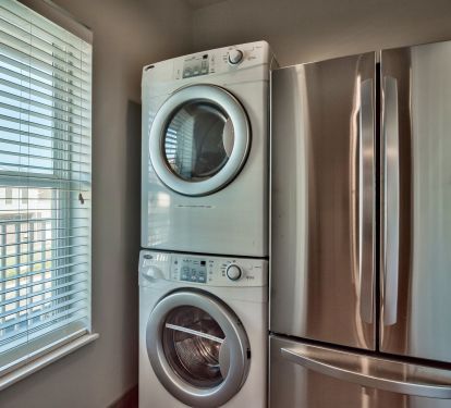 Commercial front-load w/d and full-size fridge