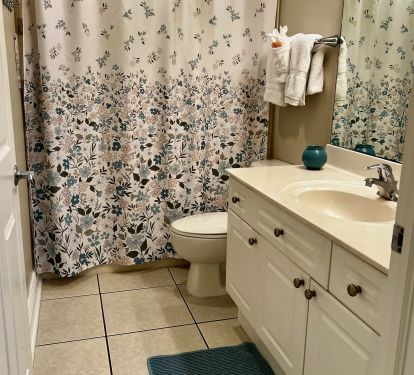 Our second bath opens from the hallway and bedroom. 