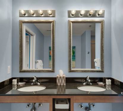 The master bath has plenty of room for sharing.