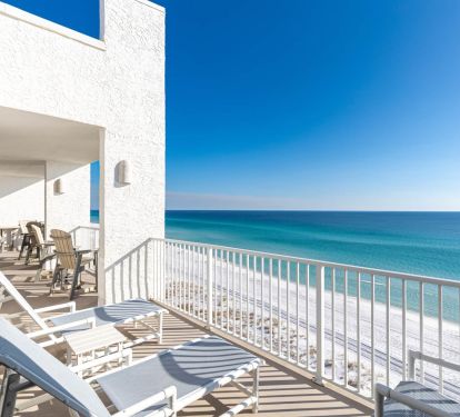 massive private balcony spanning the entire south end of the penthouse