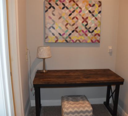 Desk outside the queen and bunk rooms